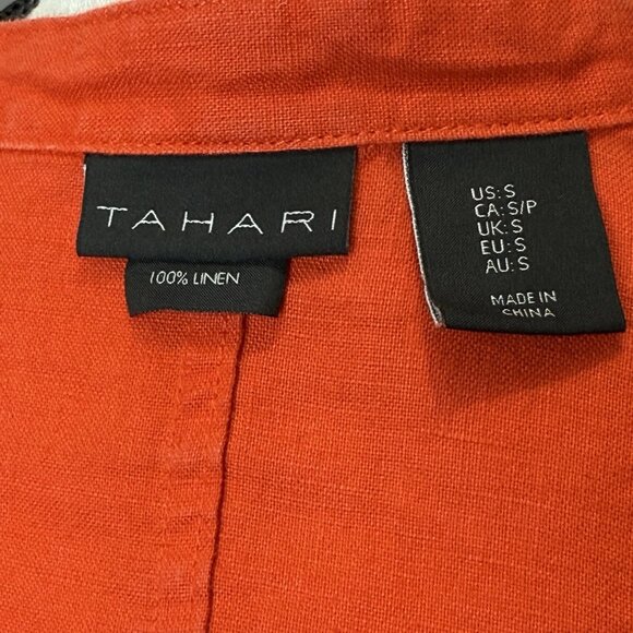 Tahari 100% Linen Cardigan Jacket Womens Sz S Coral Quiet Luxury Resort Coastal - Picture 8 of 9